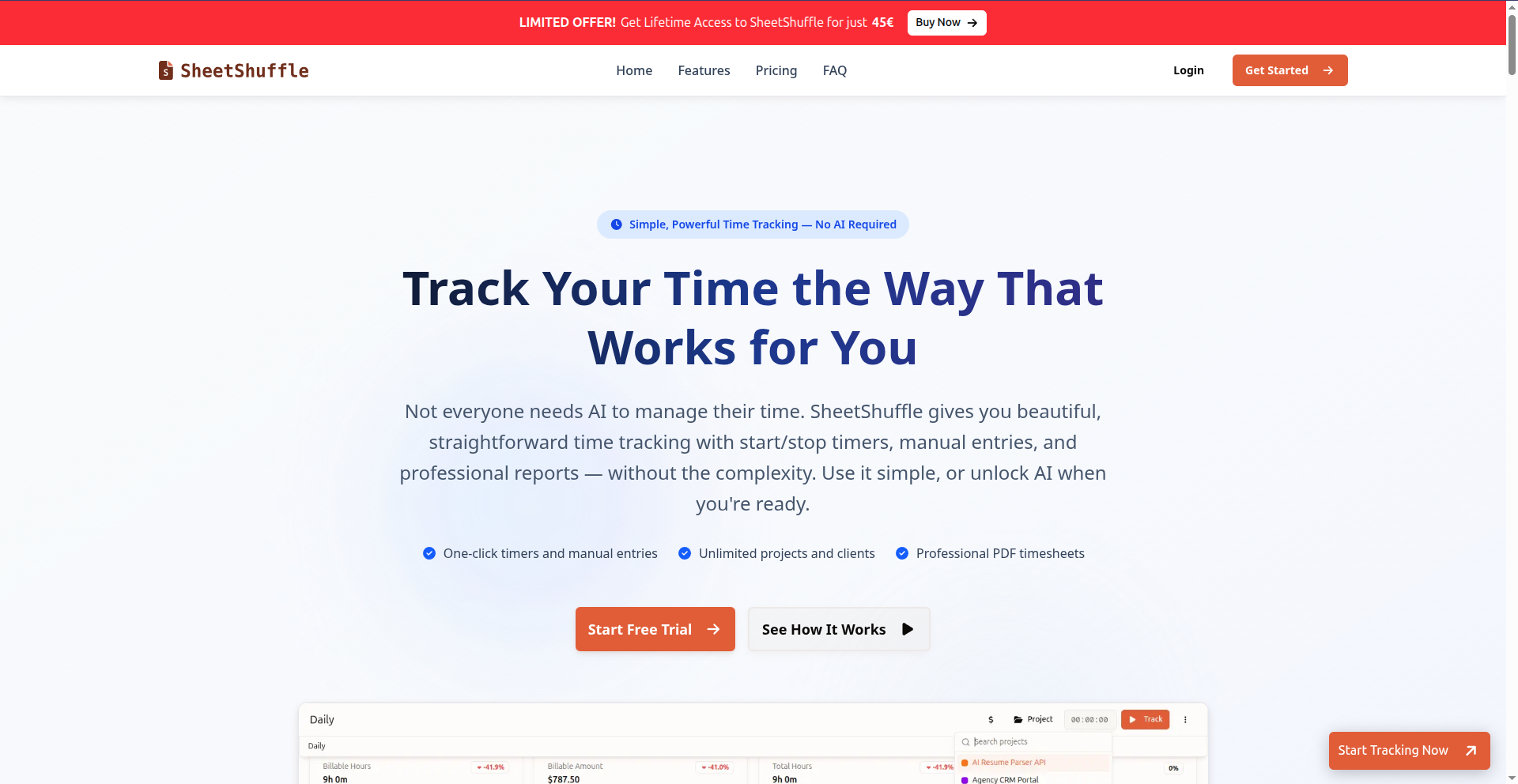 Simple Time Tracking for Freelancers | AI-Powered with One-Click Timers ...